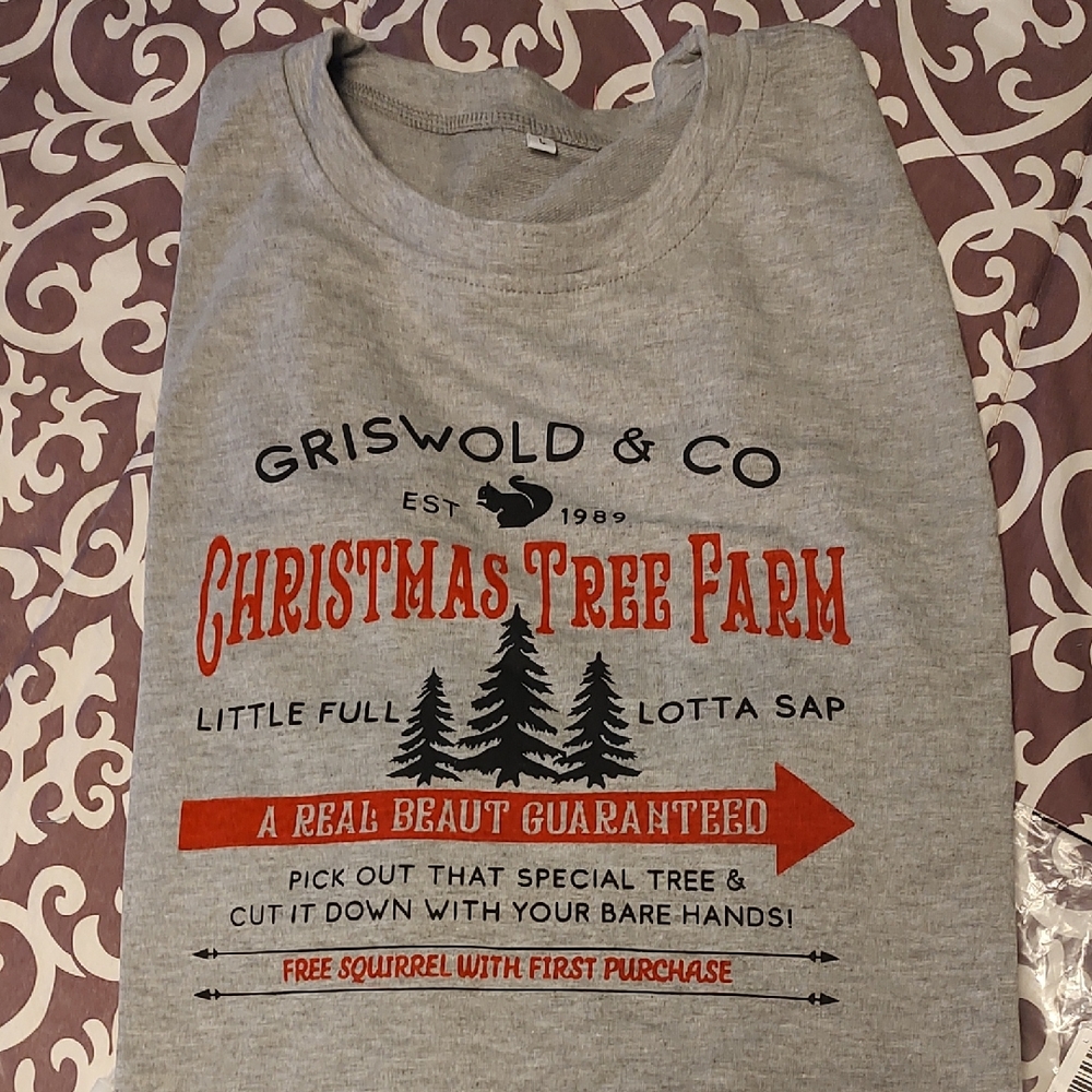 Gray Christmas Tree Farm Adult Unisex Long Sleeve Shirt